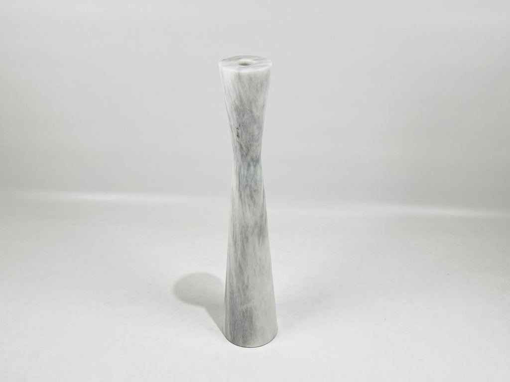 Long Funnel Grey Streaked Marble Candle Stand (Large)