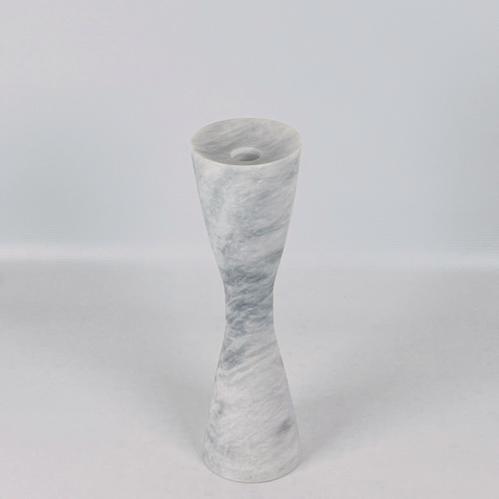 Hourglass Grey blotched Marble Candle Stand (Medium)