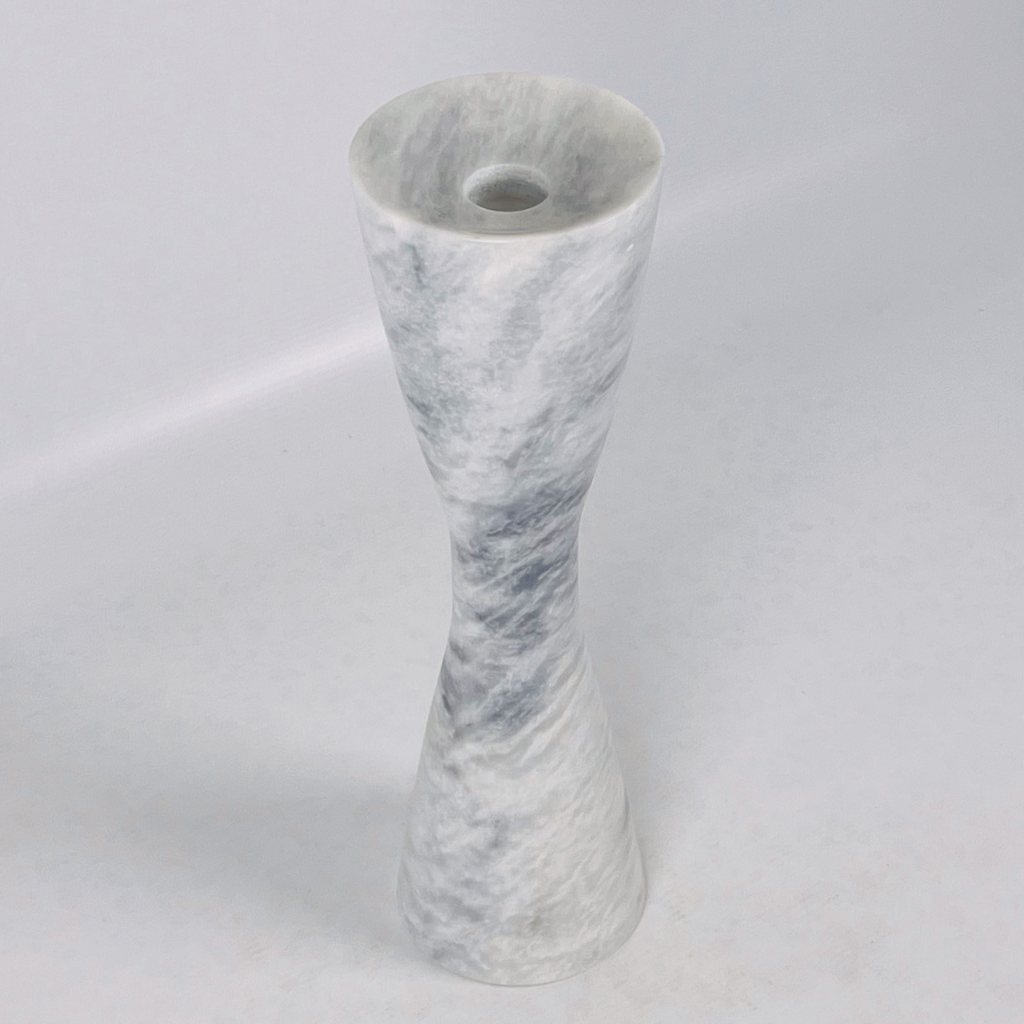 Hourglass Grey blotched Marble Candle Stand (Medium)