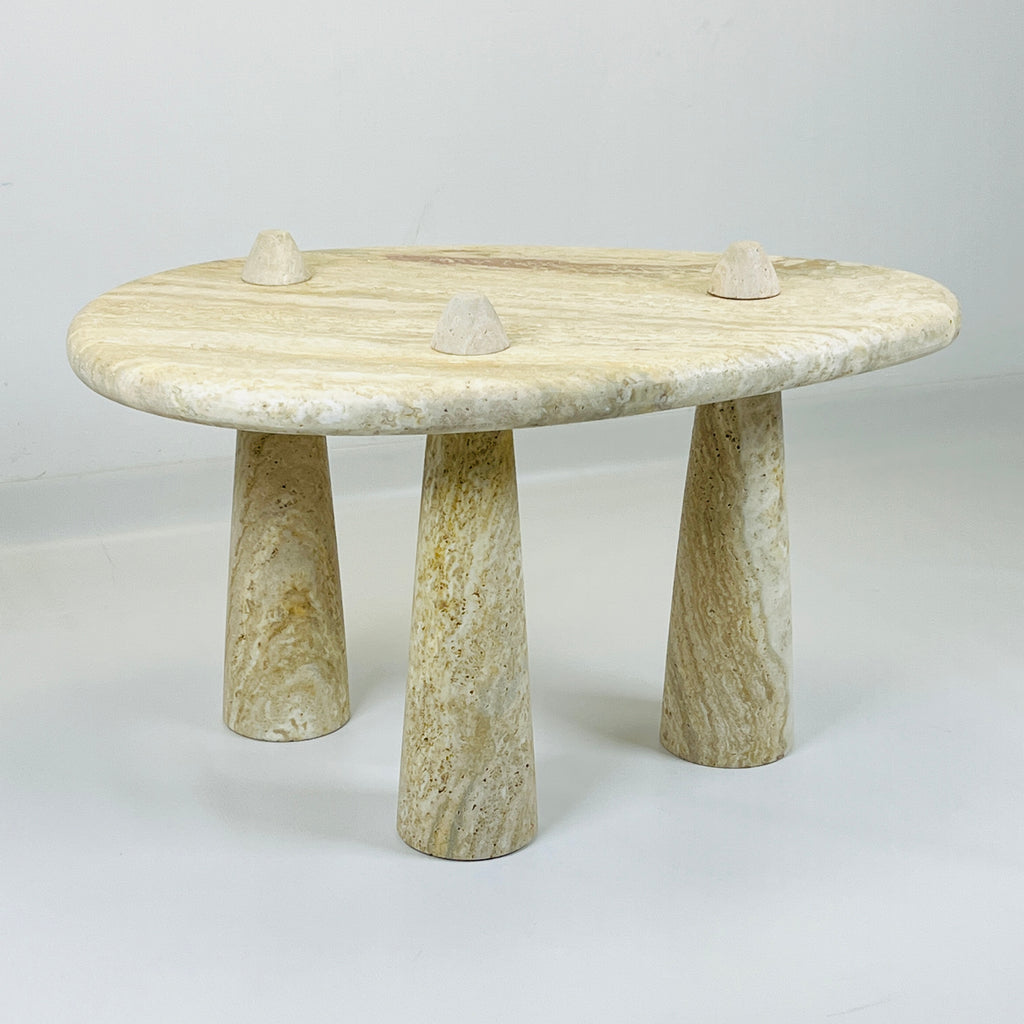 Three Horned Side Table in Travertine