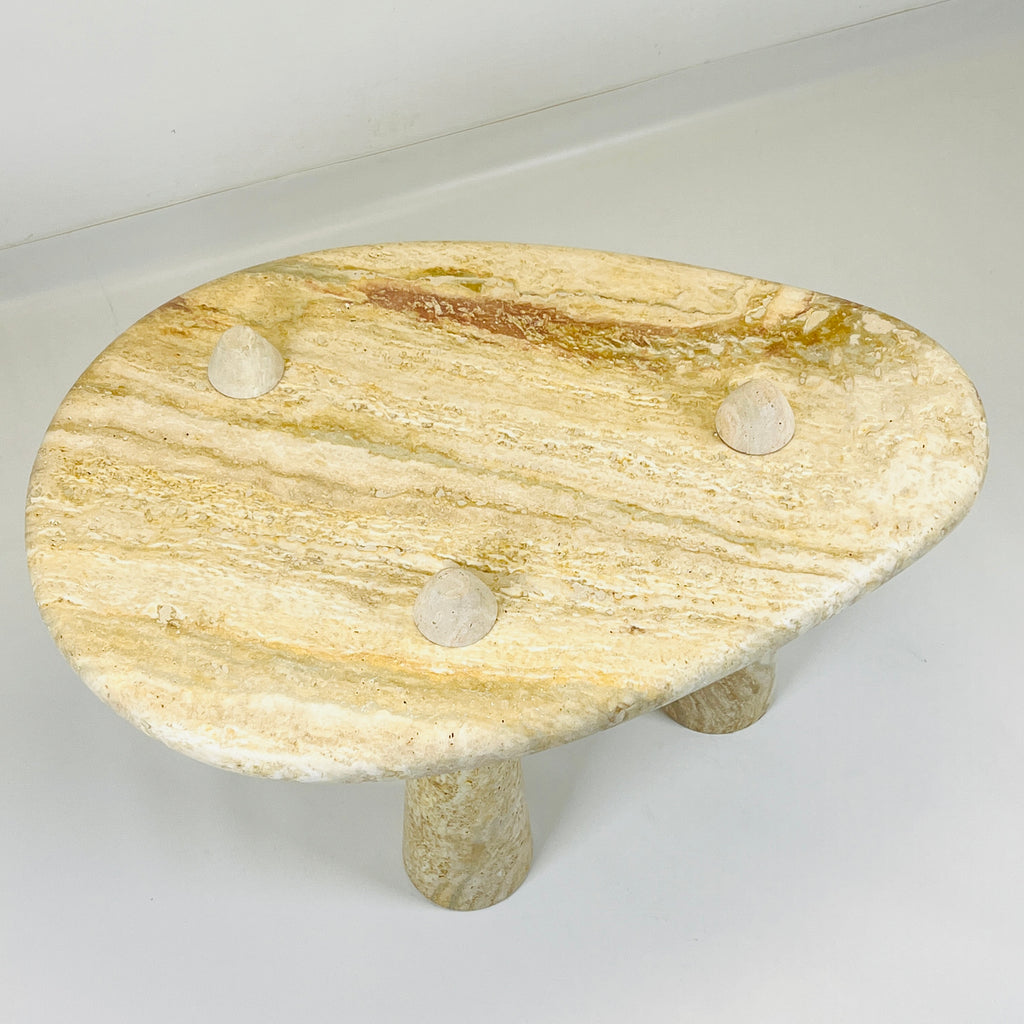 Three Horned Side Table in Travertine