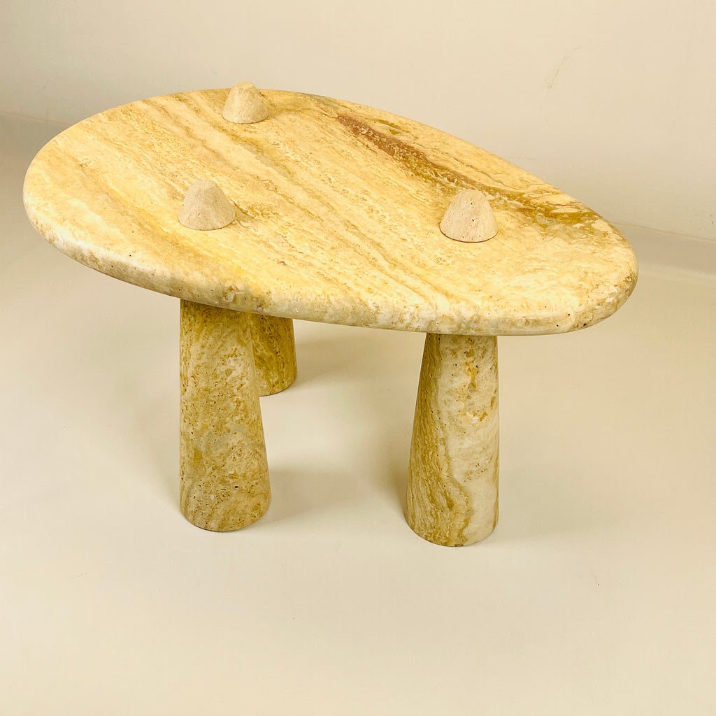 Three Horned Side Table in Travertine