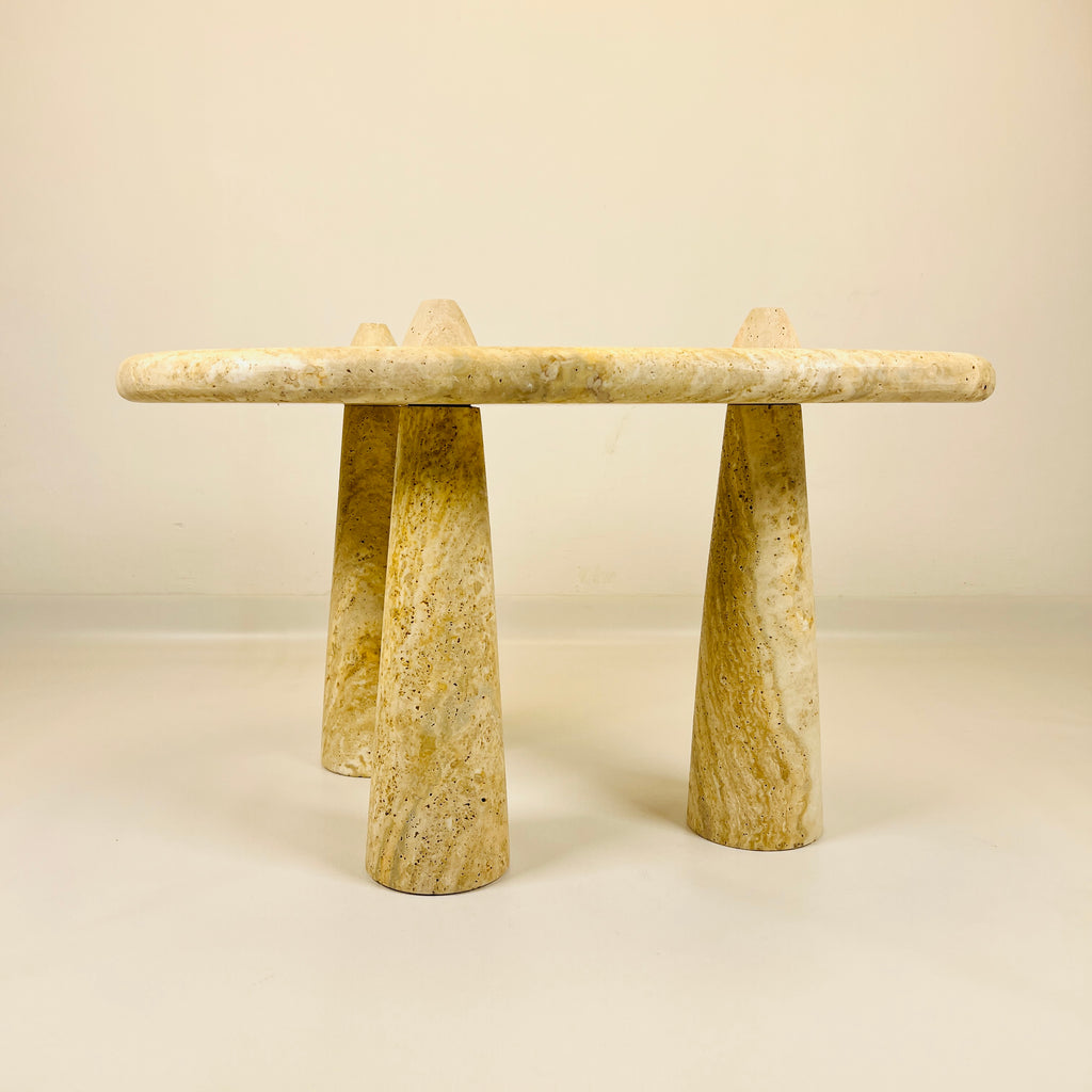 Three Horned Side Table in Travertine