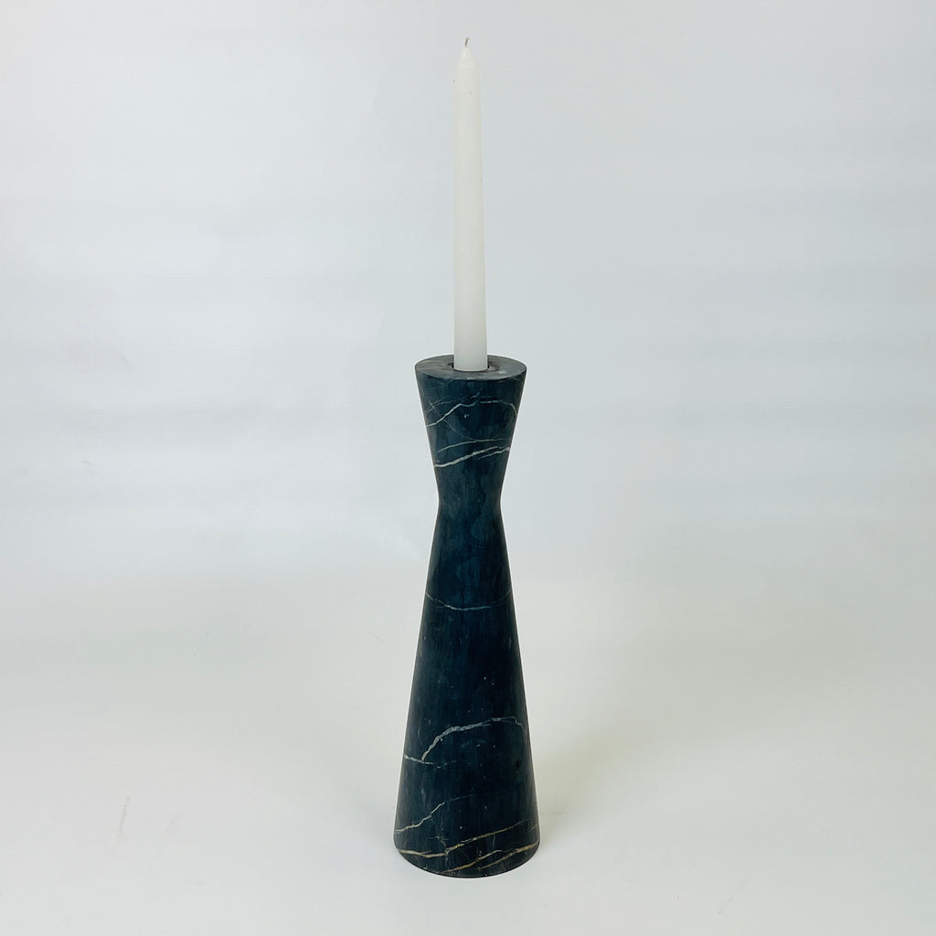 Long Funnel Black Marble Candle Stand