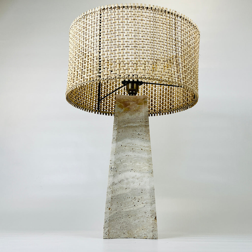 Tall Curved Bottom Waved Travertine Table Lamp