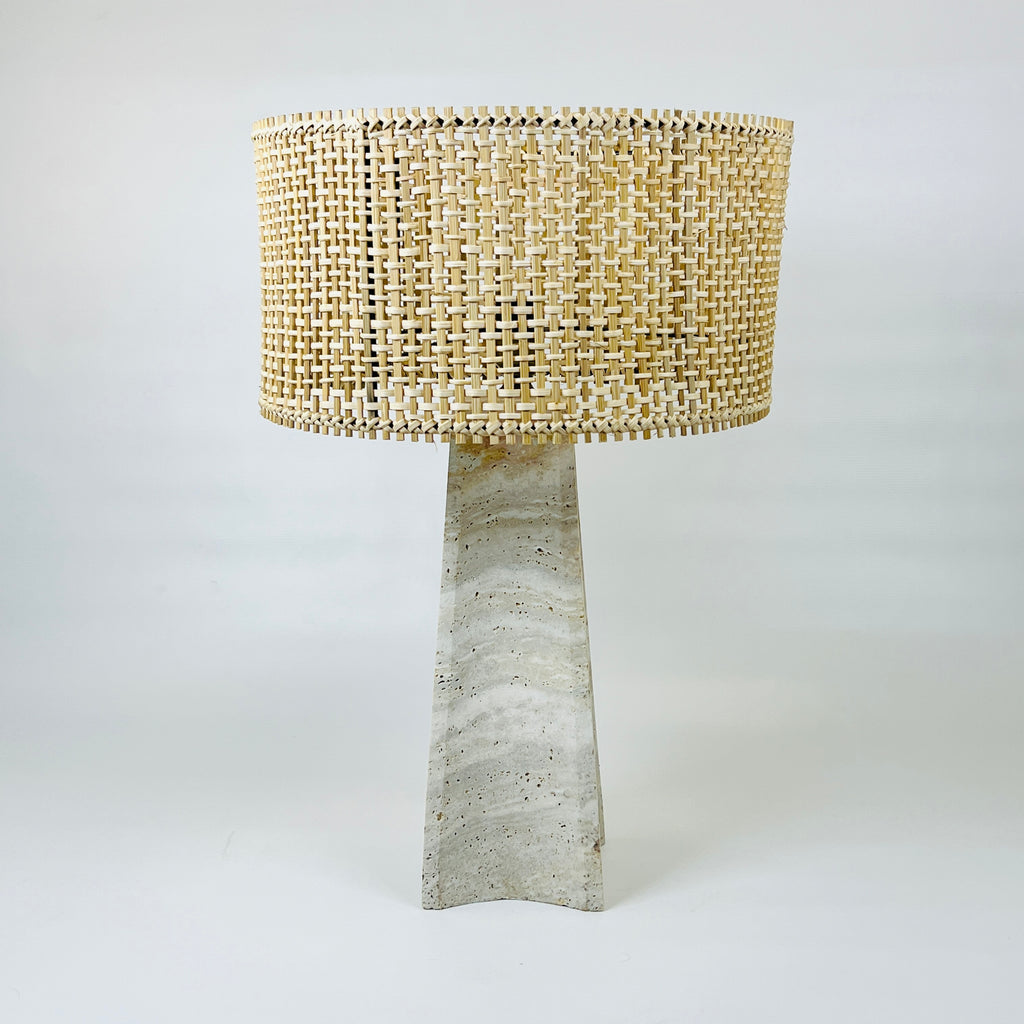 Tall Curved Bottom Waved Travertine Table Lamp