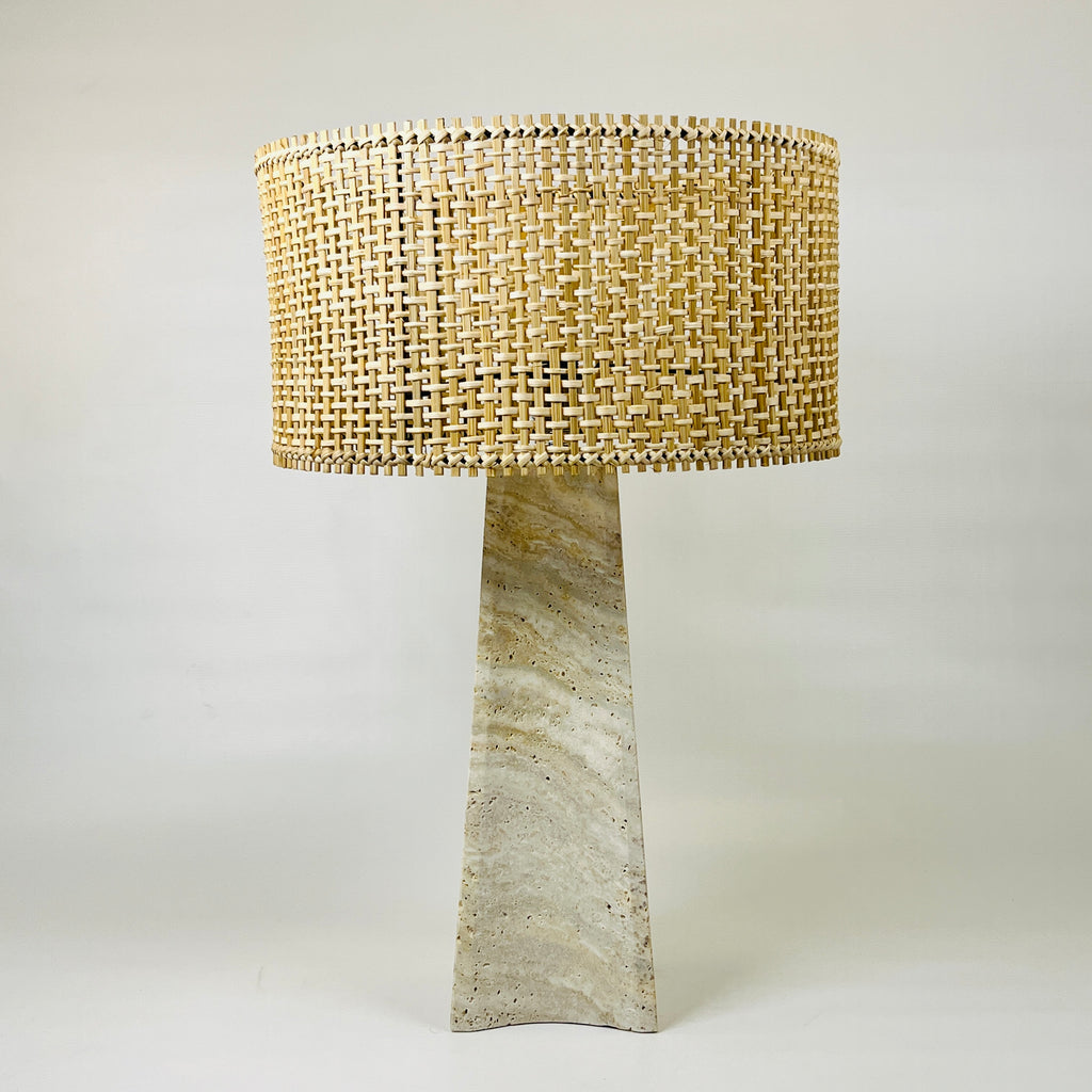 Tall Curved Bottom Waved Travertine Table Lamp