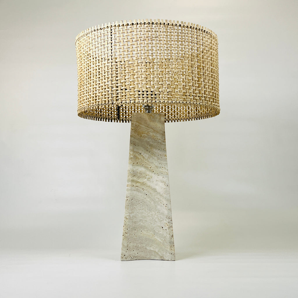 Tall Curved Bottom Waved Travertine Table Lamp