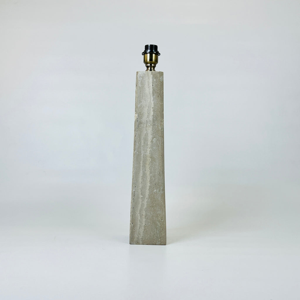 Tall Lined Travertine Table Lamp