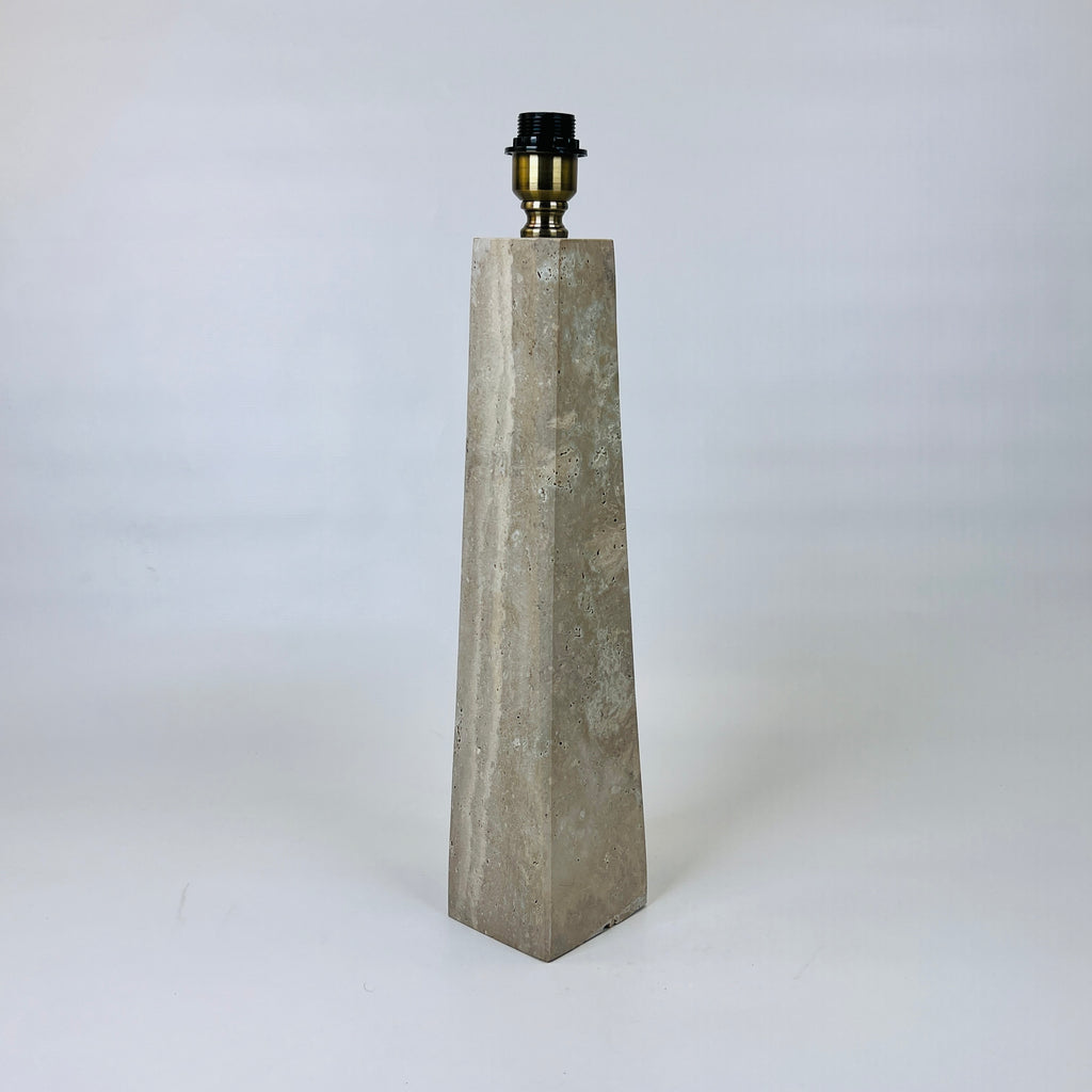 Tall Lined Travertine Table Lamp