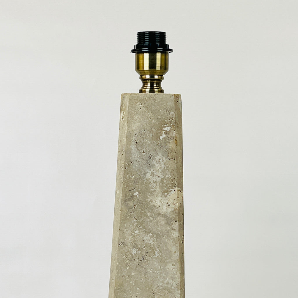 Tall Lined Travertine Table Lamp