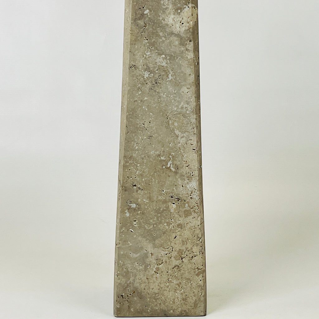 Tall Lined Travertine Table Lamp