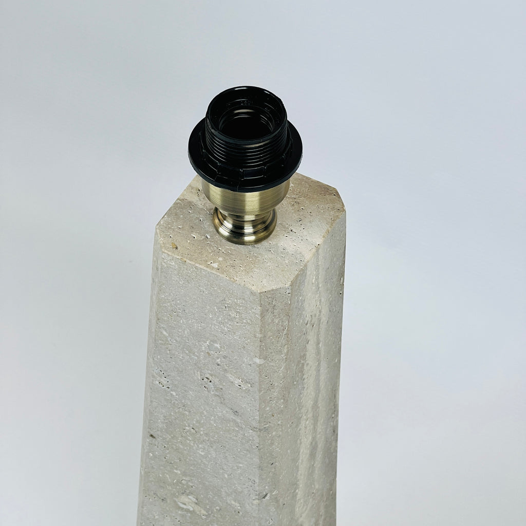 Tall Grazed Travertine Table Lamp