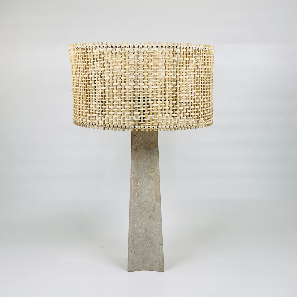 Tall Curved Bottom Blotched Travertine Table Lamp