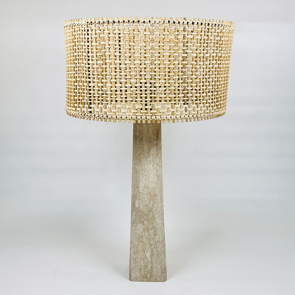 Tall Glazed Travertine Table Lamp