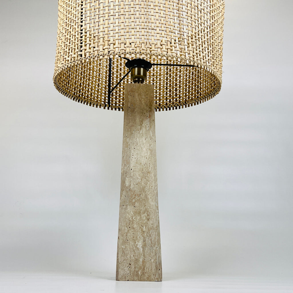 Tall Glazed Travertine Table Lamp