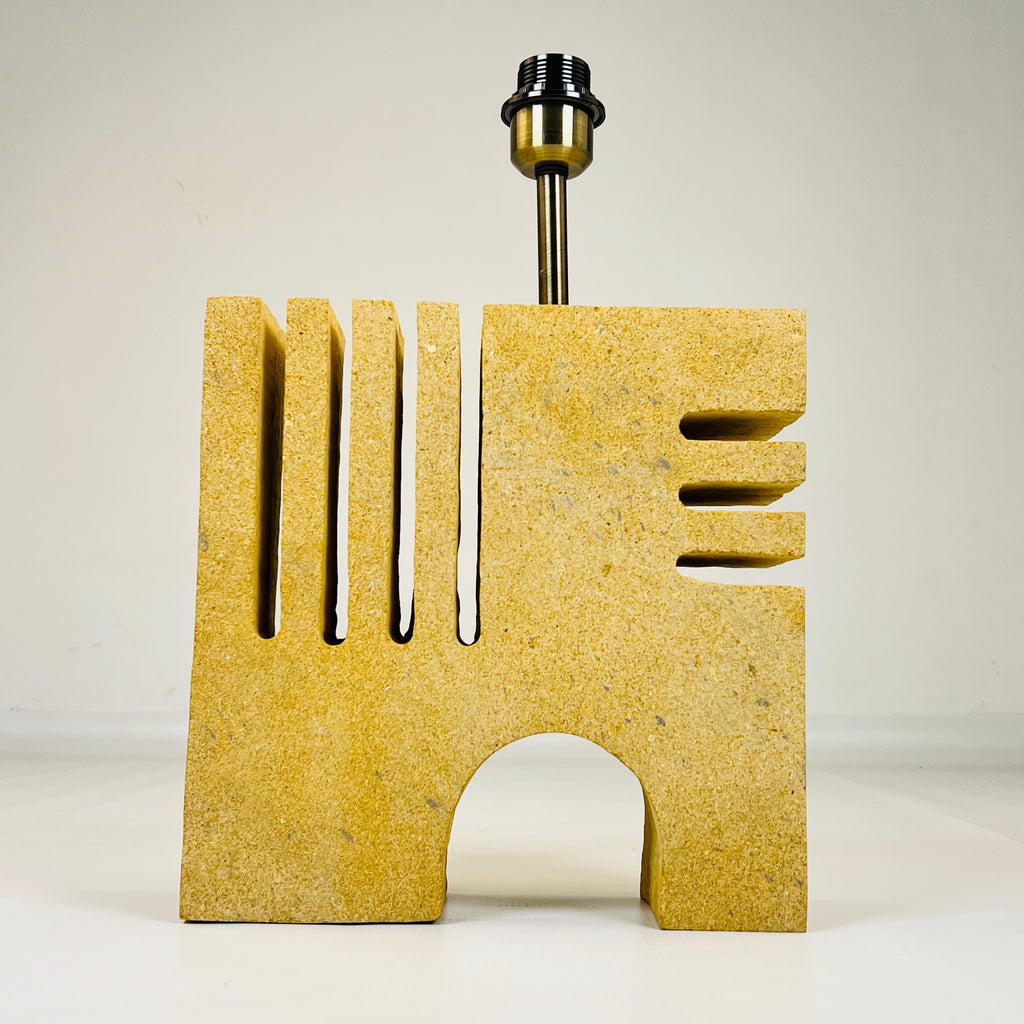 Puzzle Piece Travertine Table Lamp