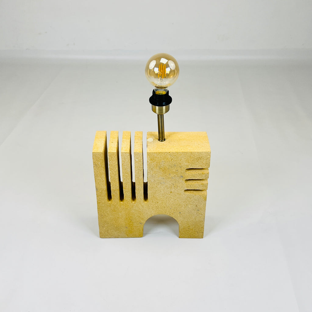 Puzzle Piece Travertine Table Lamp