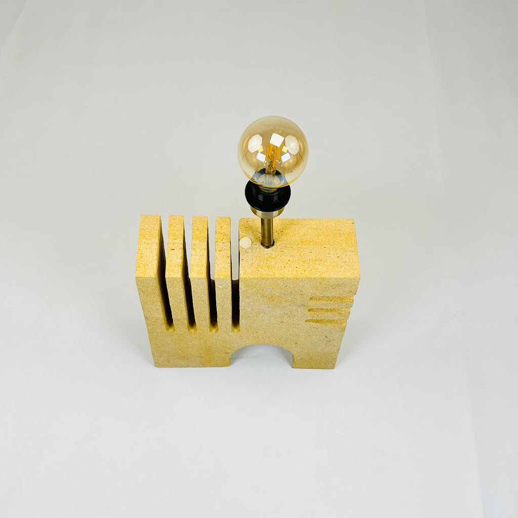 Puzzle Piece Travertine Table Lamp