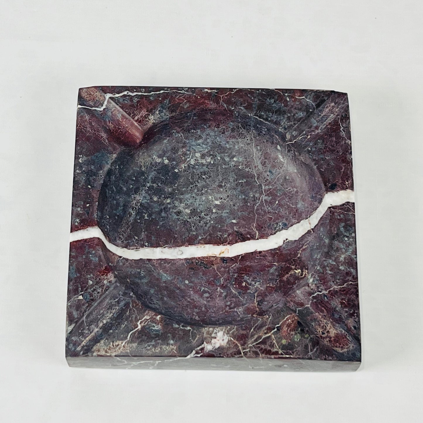 Square Marble Ash Tray - Burgundy