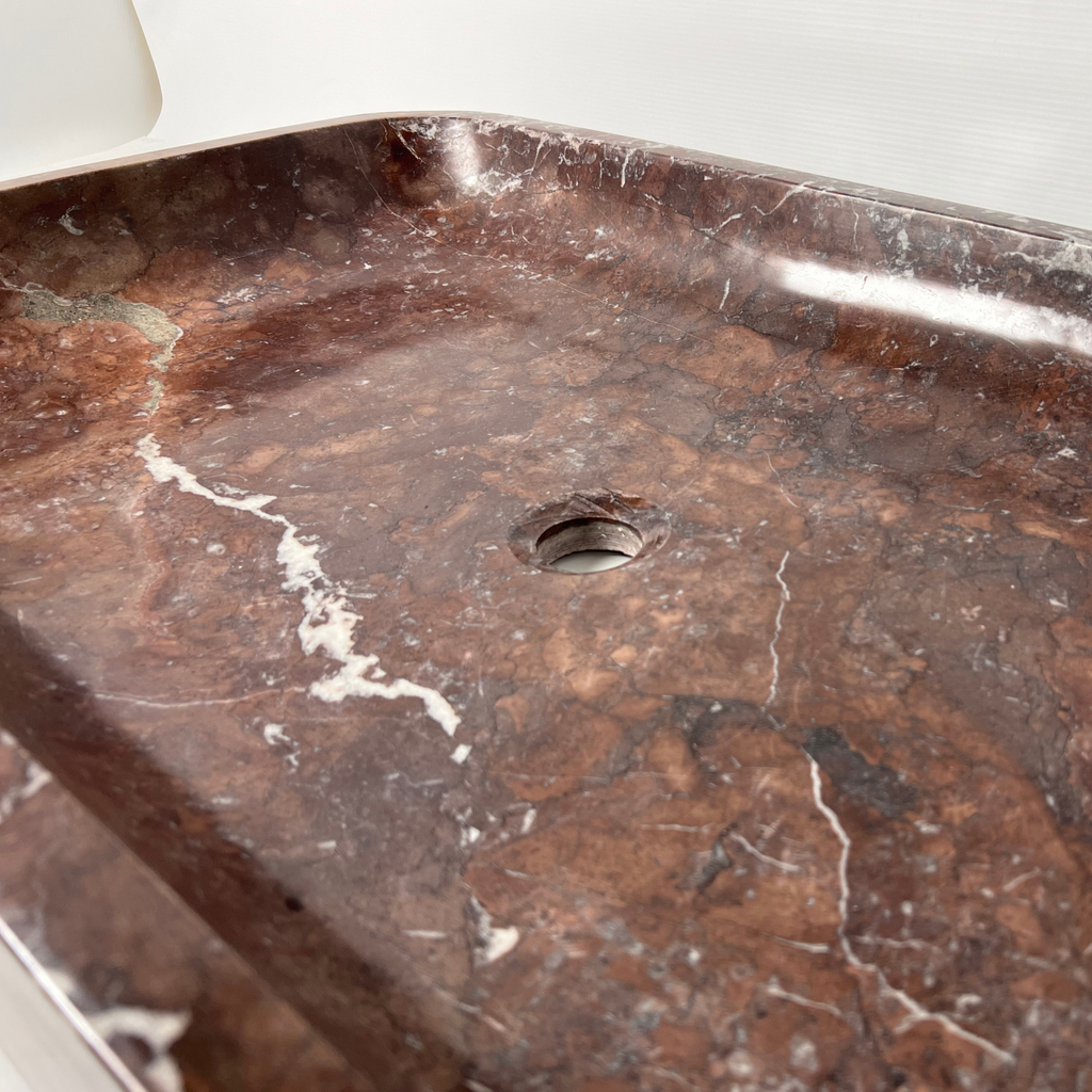 Burgundy Rectangle Marble Sink