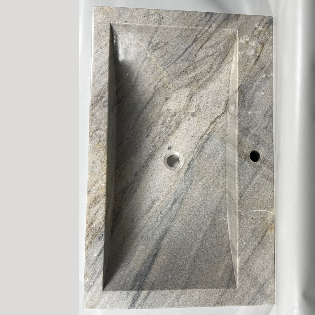 Rectangle Grey Streaked Marble Sink