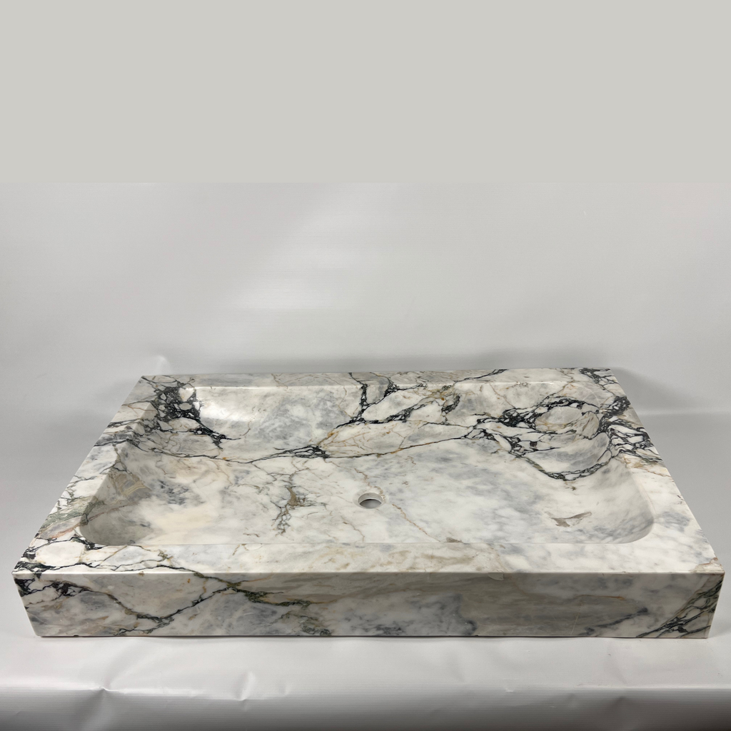 Veined Rectangle Marble Sink