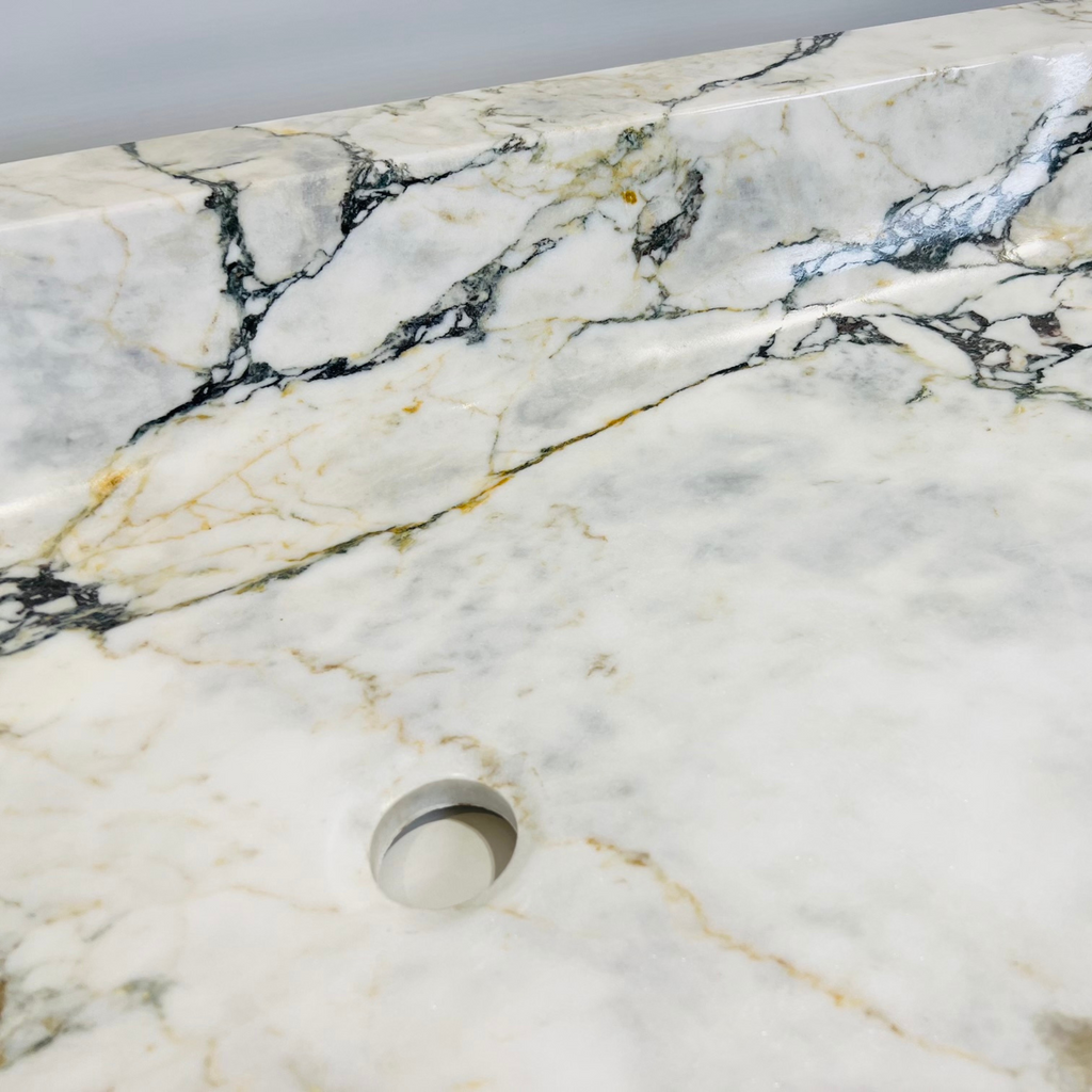 Veined Rectangle Marble Sink