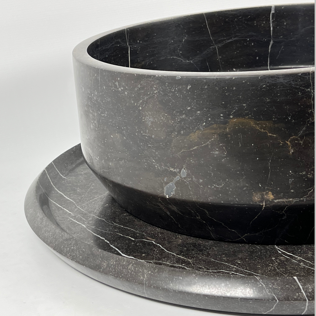 Black Streaked Marble Sink