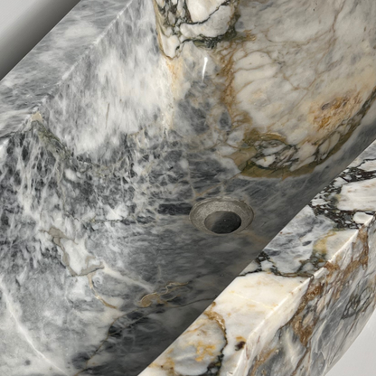 Veined Raw Marble Sink - Green Commando