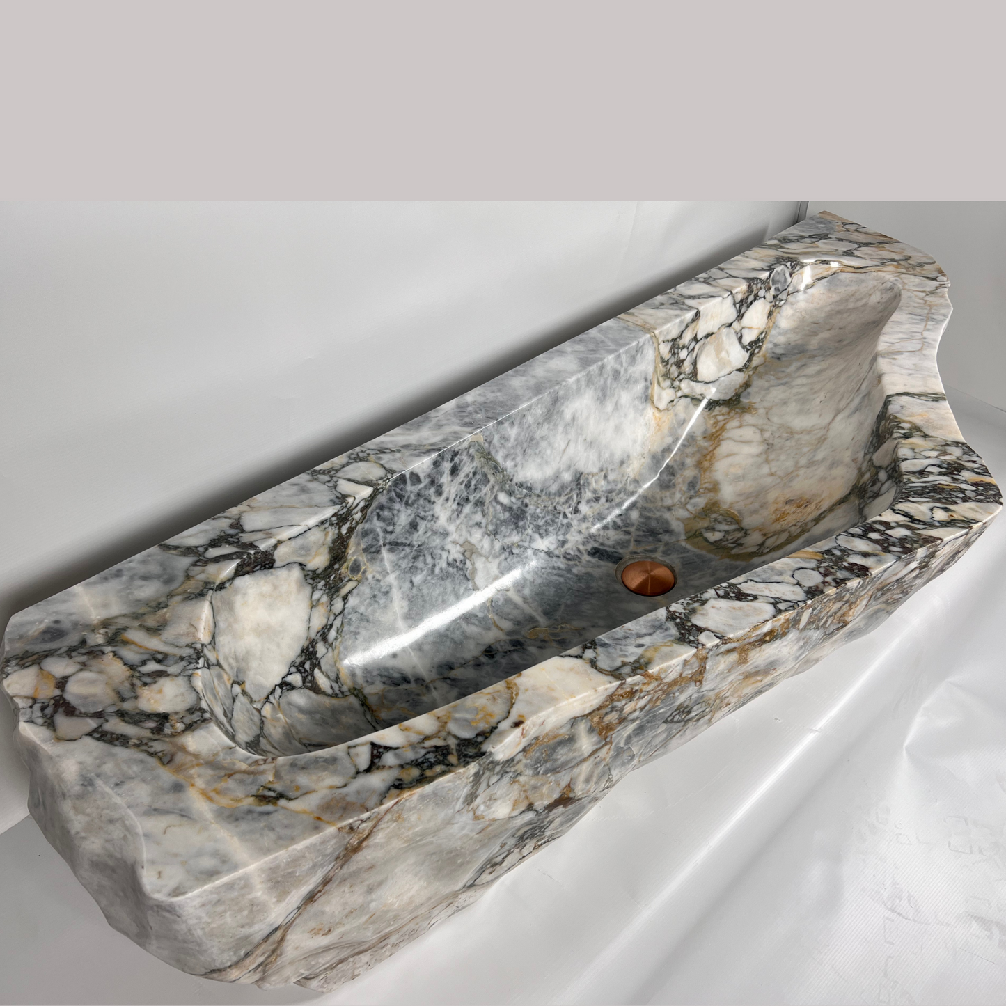 Veined Raw Marble Sink - Green Commando