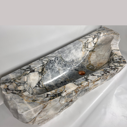 Veined Raw Marble Sink - Green Commando