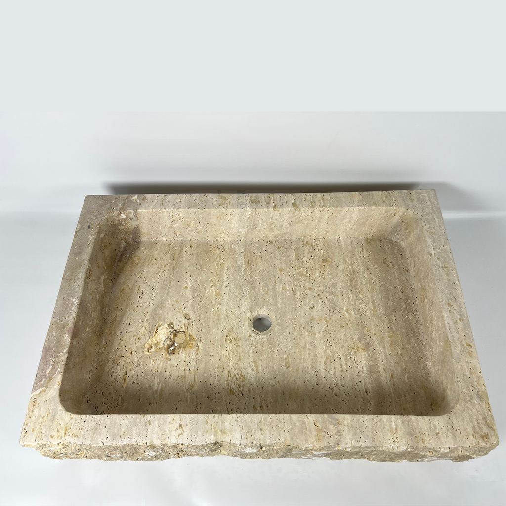 Raw Rectangle Travertine Sink