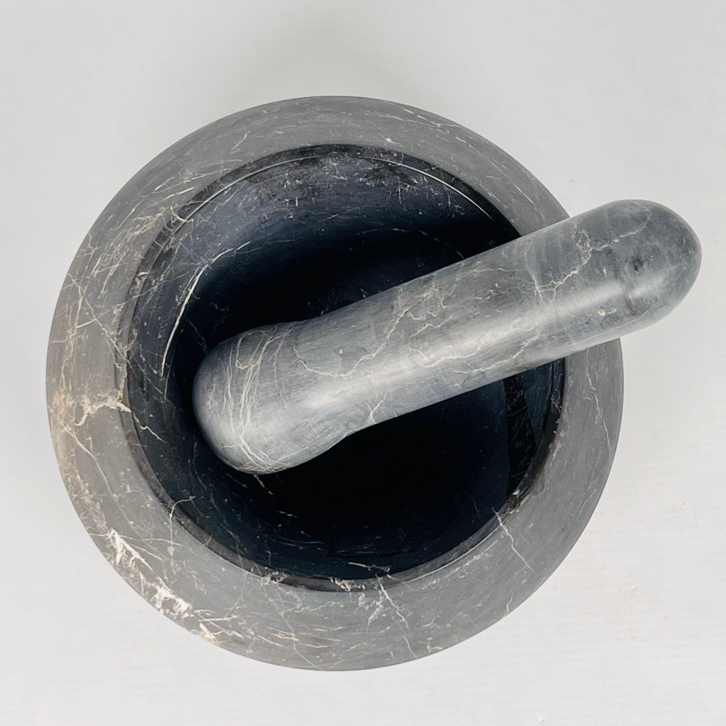 Blacked Scratched Mortar & pestle