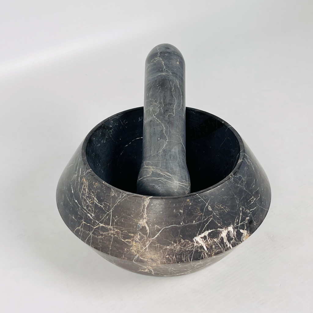 Blacked Scratched Mortar & pestle