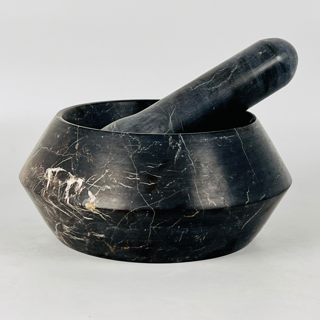 Blacked Scratched Mortar & pestle