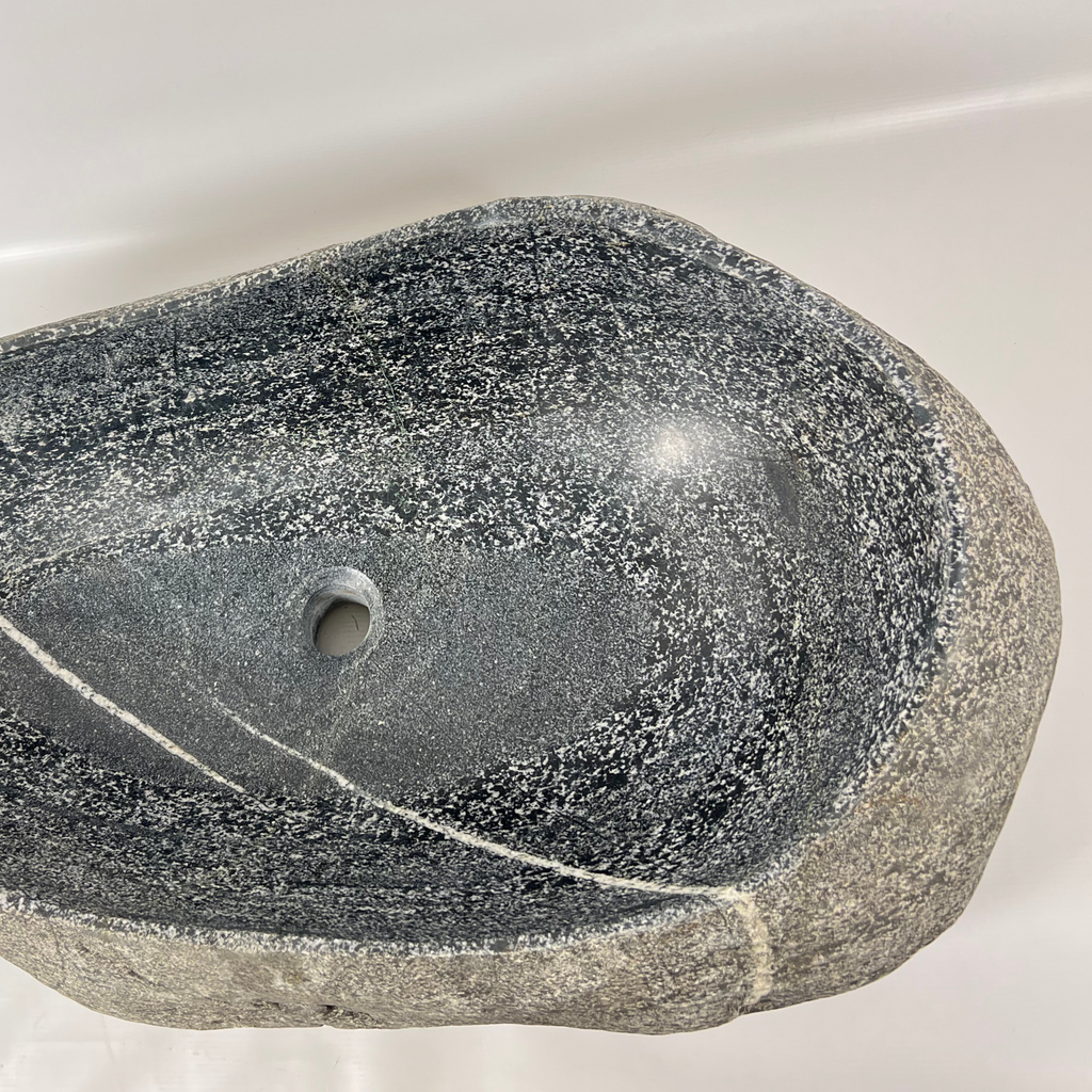 White Speckled River Stone Sink