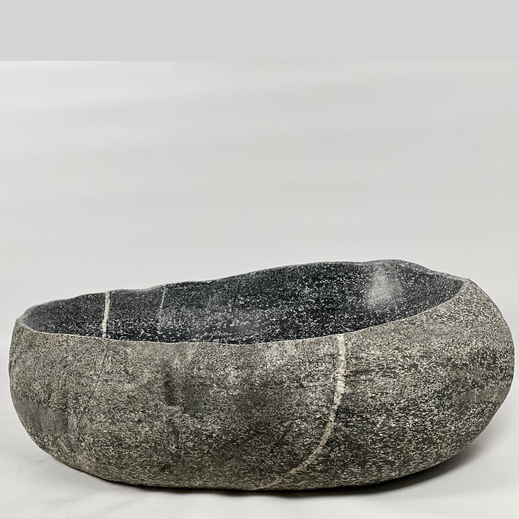 White Speckled River Stone Sink