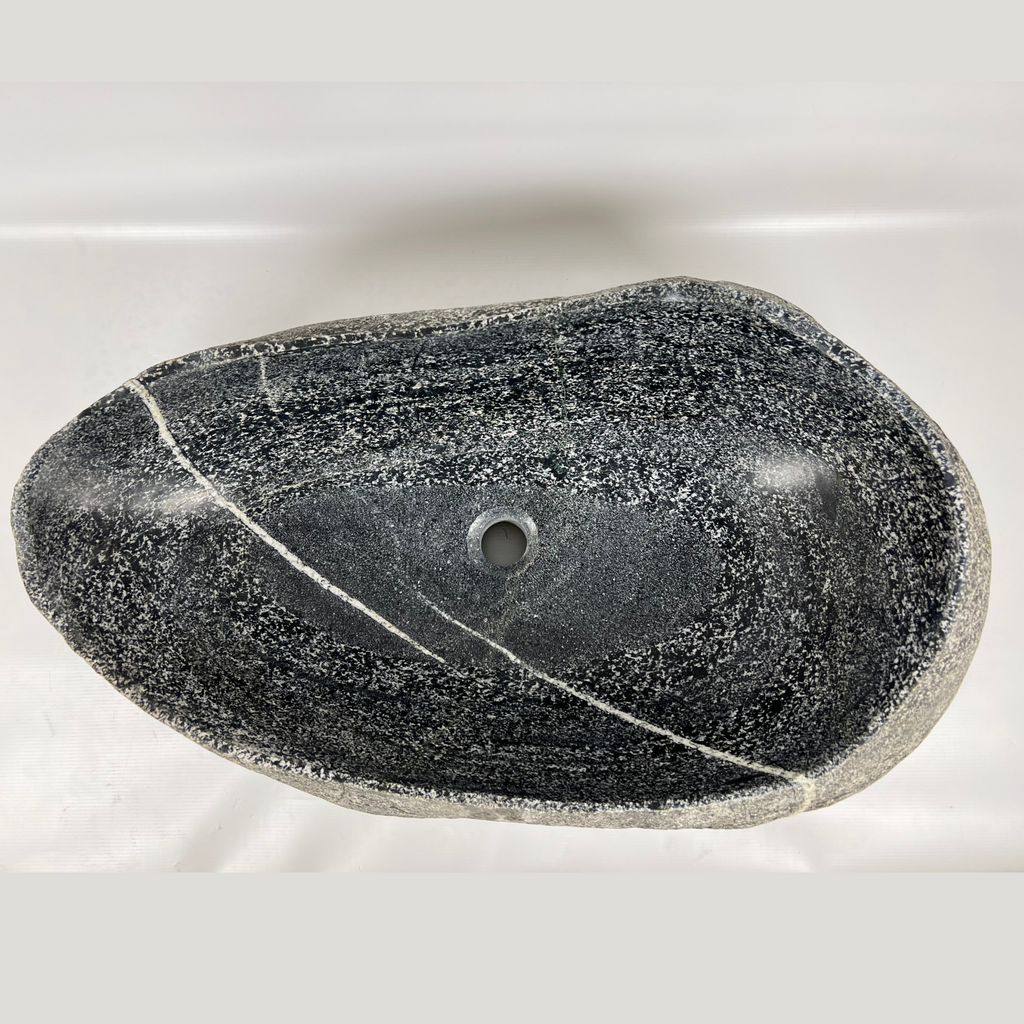 White Speckled River Stone Sink