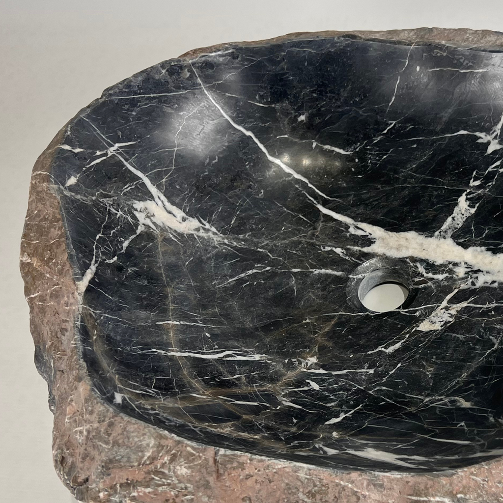 Splashed Black River Stone Sink