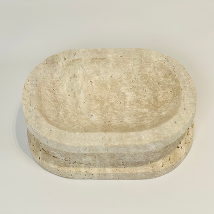 Double Sided Soap Dish - Travertine