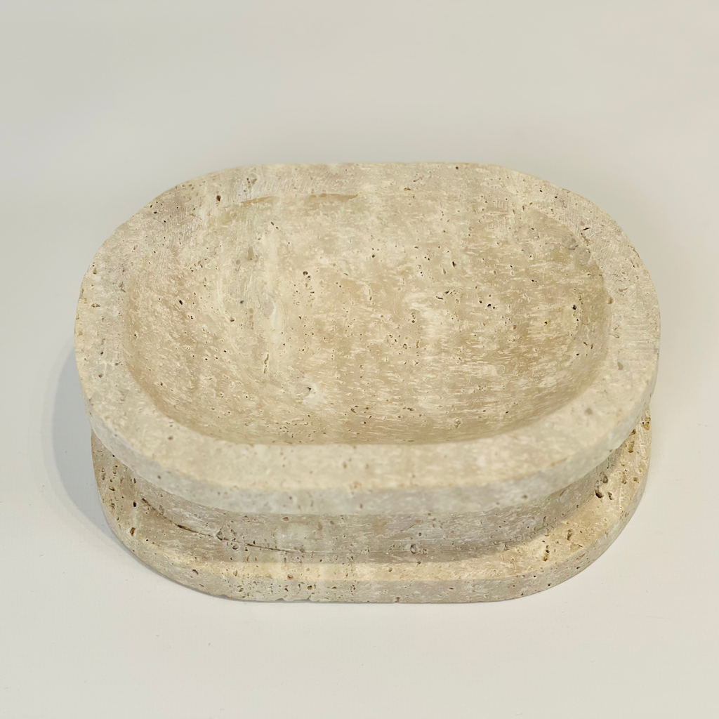 Travertine Double Sided Beige Soap Dish