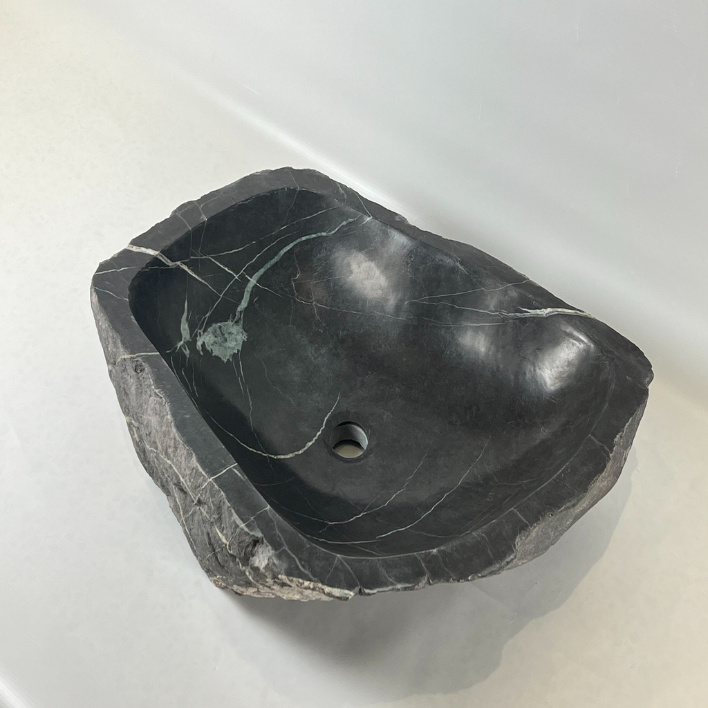 Deep Grey Lined River Stone Sink