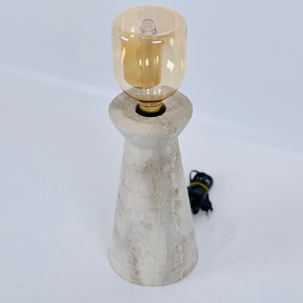 Upside Down Funnel Travertine Table Lamp