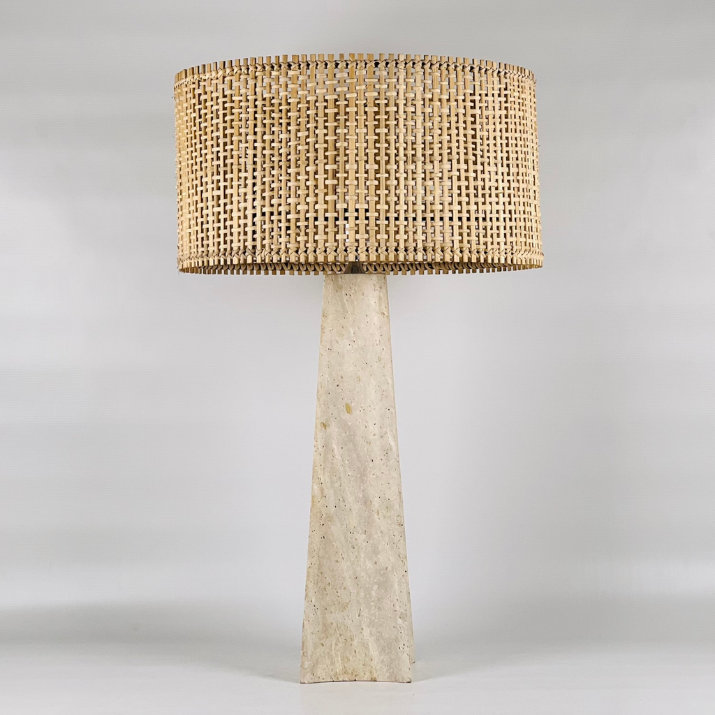 Tall Curved Bottom Travertine Table Lamp