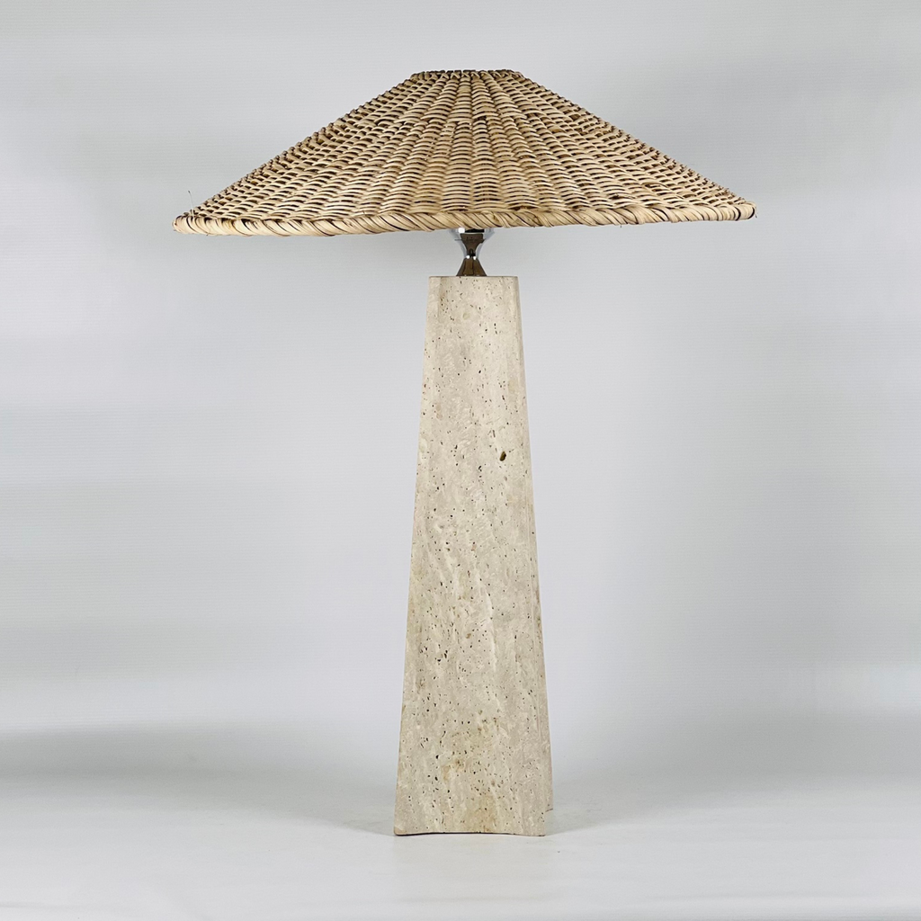 Tall Curved Bottom Travertine Table Lamp