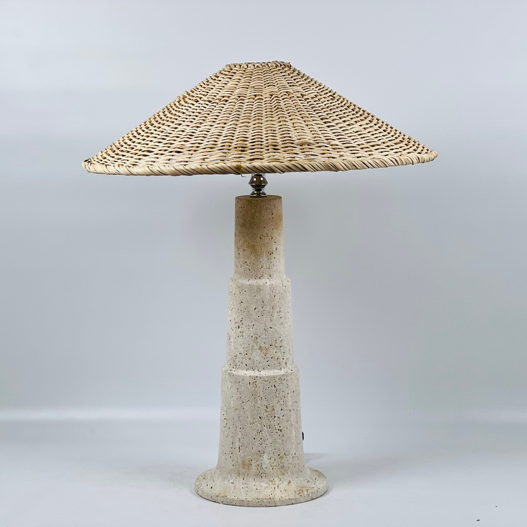 Stepped Travertine Table Lamp