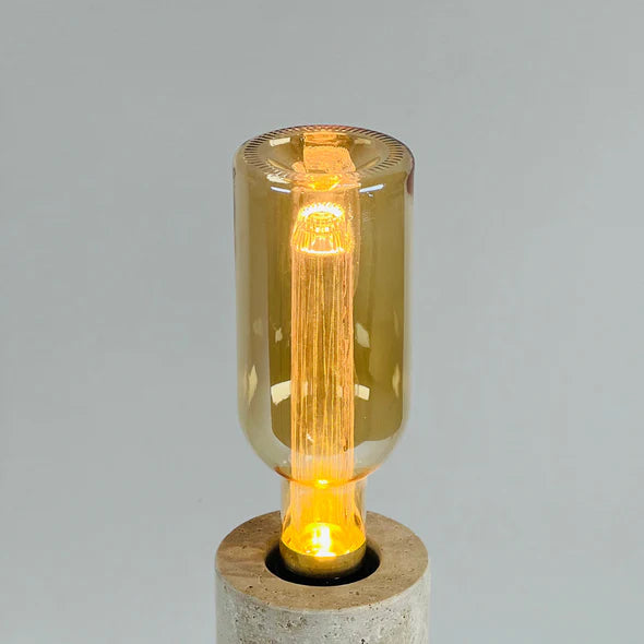 Double Ringed Bottom Travertine Table Lamp