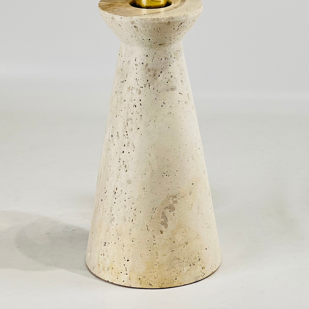 Upside Down Funnel Travertine Table Lamp