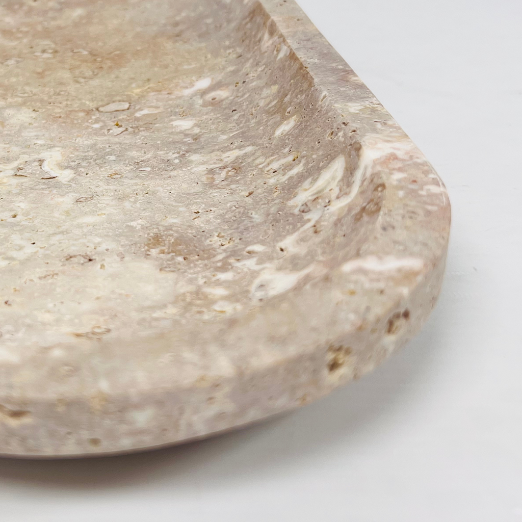 Travertine Oval White Blotched Tray